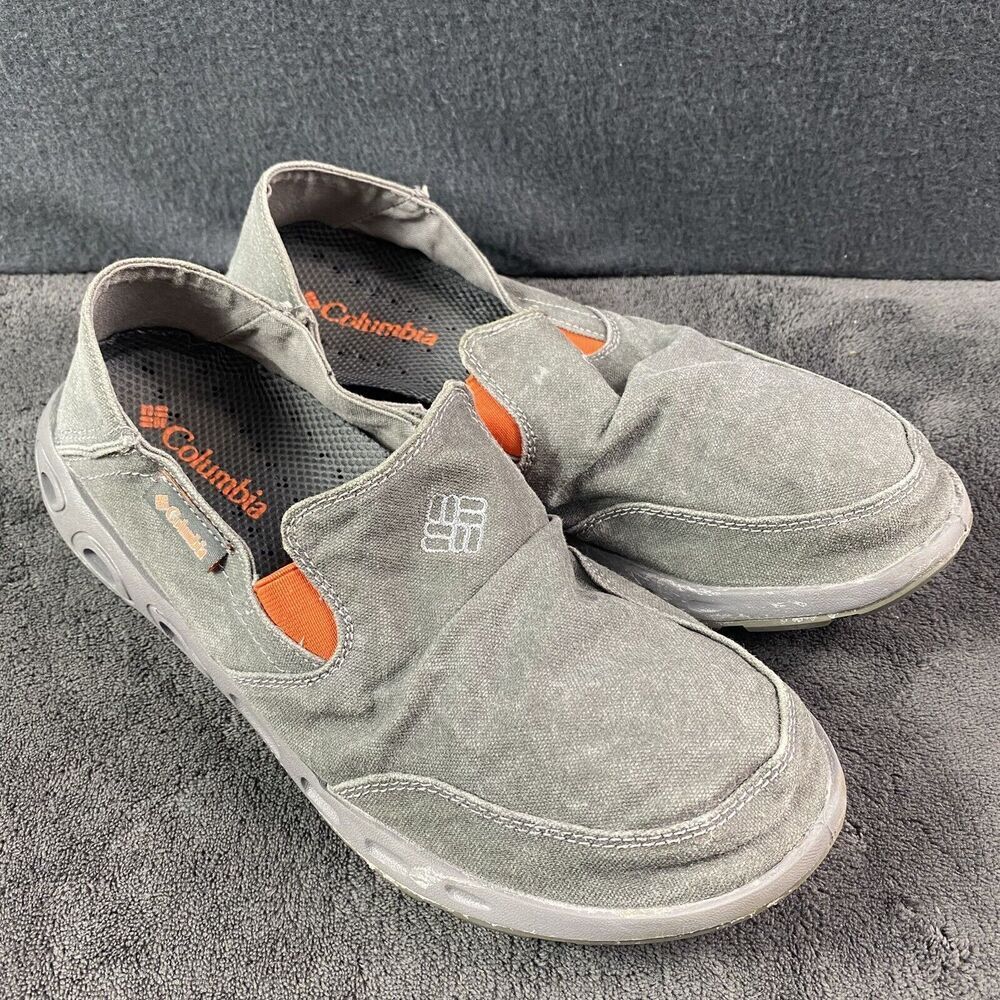 Columbia San Salvador Canvas Water Boat Shoes Mens Size 8 Grey OmniGrip Techlite